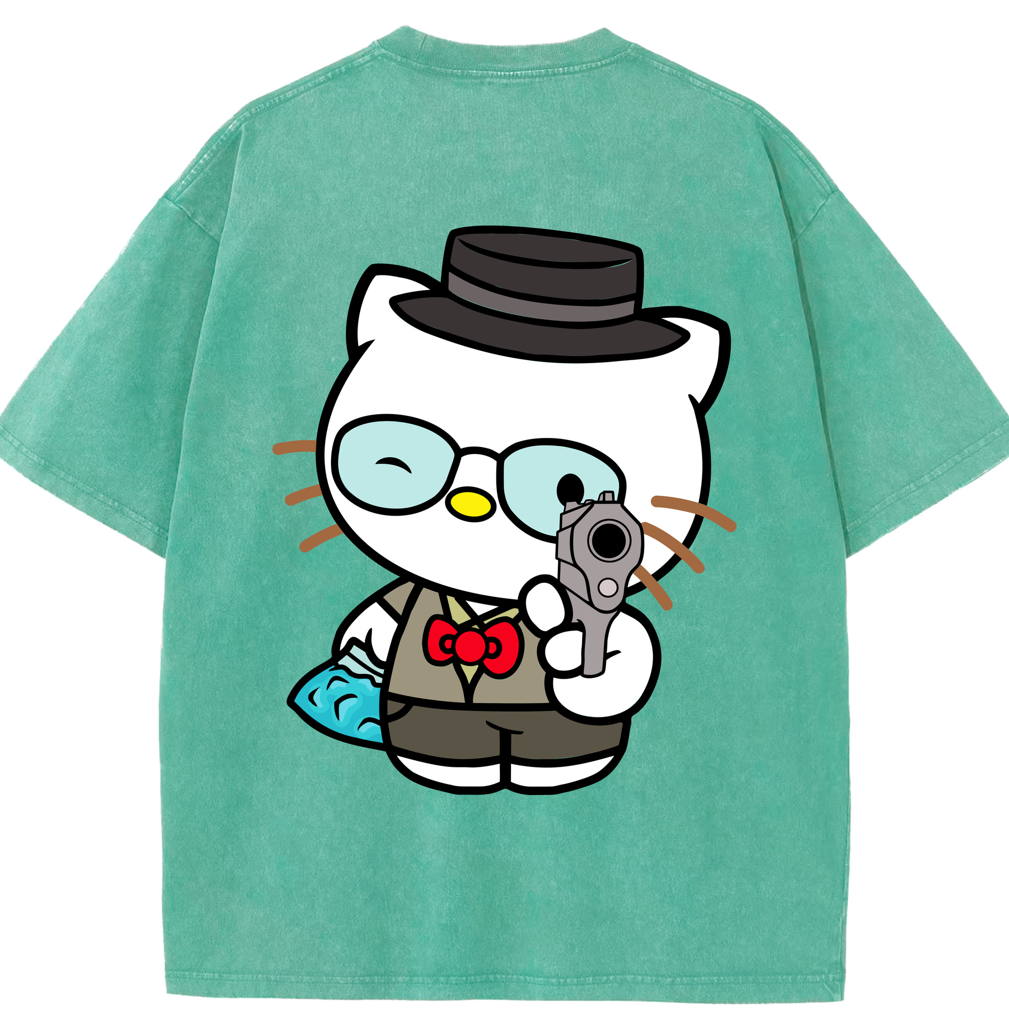 （画像用） Hello Kitty ハローキティ 綿100% ヴィンテージ風 半袖Tシャツ（背面プリント）